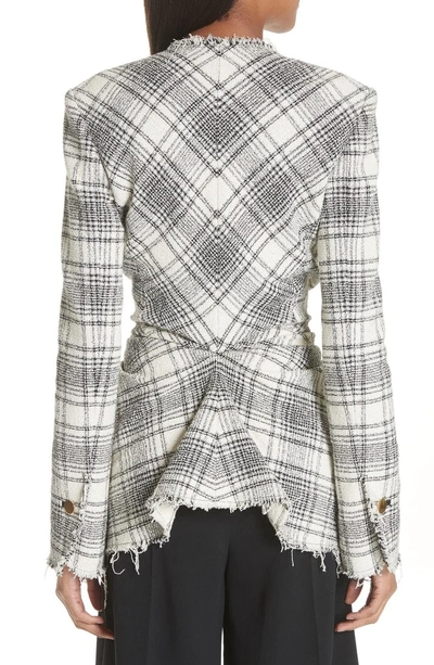 Shop Alexander Wang Tie Front Tweed Jacket In Black And White