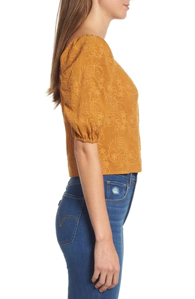 Shop Moon River Embroidered Puff Sleeve Top In Maple