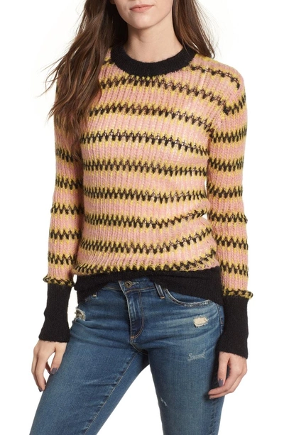Shop Scotch & Soda Zig Zag Wool Blend Sweater In Multi Pink Yellow Zigzag Print