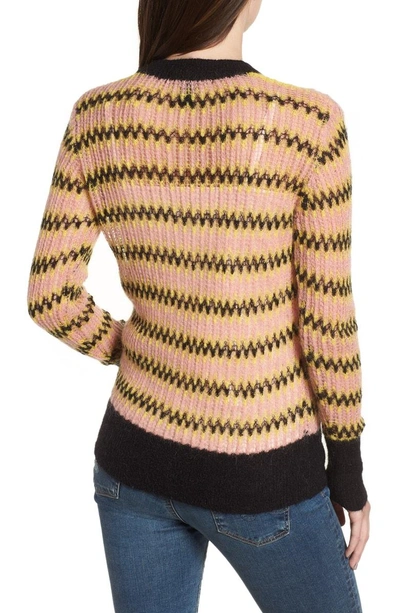 Shop Scotch & Soda Zig Zag Wool Blend Sweater In Multi Pink Yellow Zigzag Print