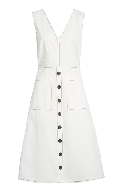 Shop Joie Nadinaly Belted Cotton Dress In Porcelain