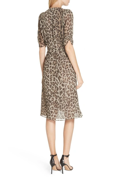 Shop Nicholas Ruched Leopard Print Silk Dress