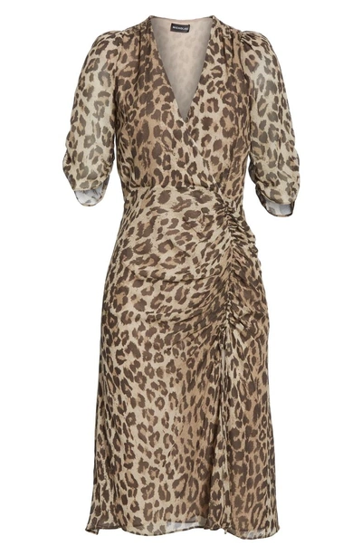 Shop Nicholas Ruched Leopard Print Silk Dress