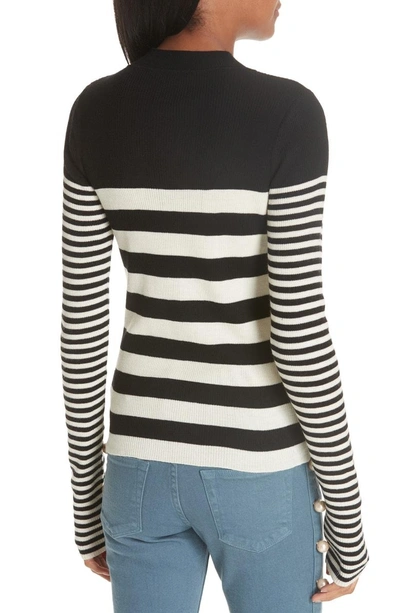 Shop Tu Es Mon Tresor Stripe Sweater In Black Blak