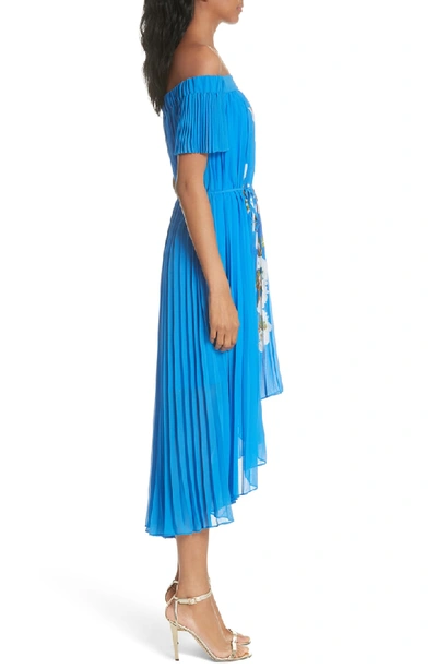 Ted Baker Melma Harmony Off-the-shoulder Pleated Dress In Bright Blue |  ModeSens