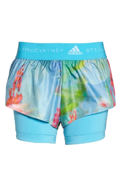 Shop Adidas By Stella Mccartney 2-in-1 Run Shorts In Mirror Blue-smc/ Multicolor
