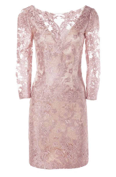 Shop Js Collections Embroidered Lace Cocktail Dress In Lilac/ Pink