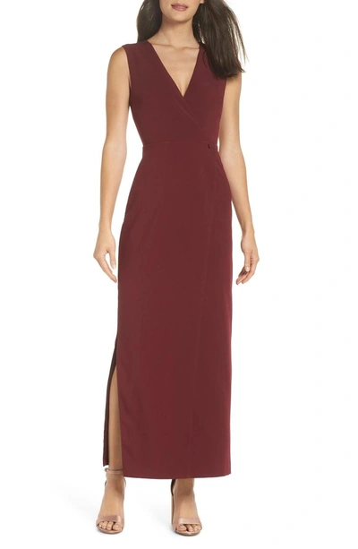 Shop Fame And Partners Elena Column Gown In Wine
