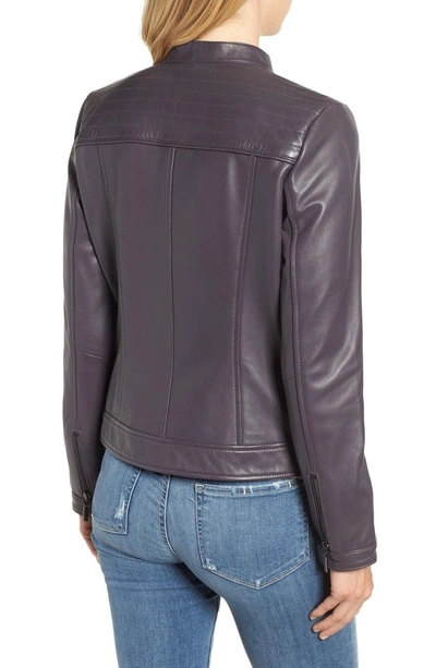 Shop Bernardo Stitched Leather Jacket In Midnight