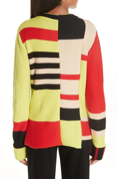 Shop Eckhaus Latta Multistripe Cotton Sweater In Chartreuse Beige Black Red