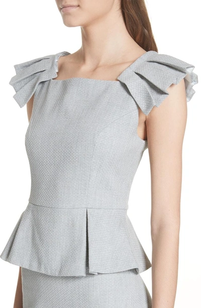 Shop Ted Baker Ted Working Title Daizid Pleat Shoulder Peplum Dress In Grey