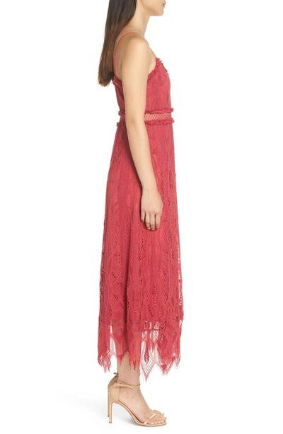 Shop Foxiedox Gloria Lace Midi Dress In Raspberry