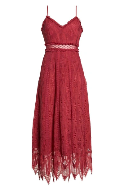 Shop Foxiedox Gloria Lace Midi Dress In Raspberry