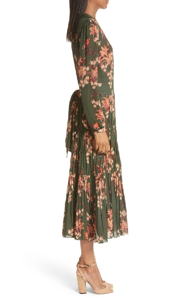 Shop Johanna Ortiz Slit Bodice Tiered Dress In Renaissance Forest