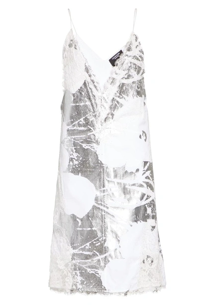 Shop Calvin Klein 205w39nyc X Andy Warhol Foundation Foil Flowers Slipdress In Optic White