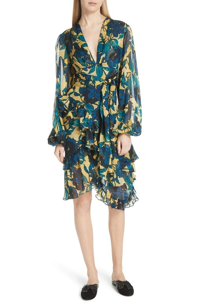 Shop Caroline Constas Peyton Silk Dress In Multi