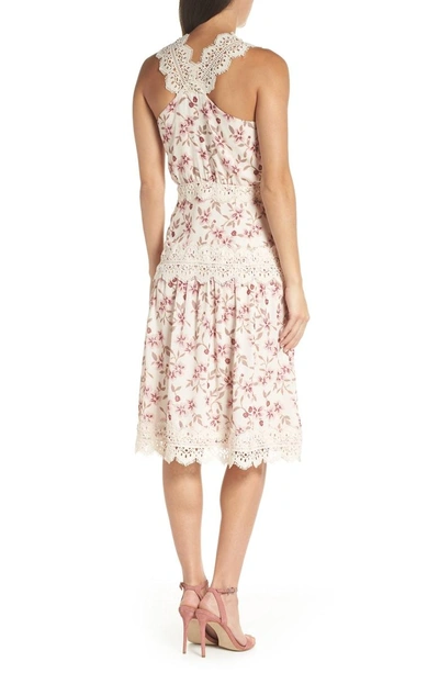 Shop Adelyn Rae Payton Lace Trim A-line Dress In Cream-lilac