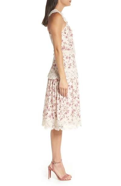Shop Adelyn Rae Payton Lace Trim A-line Dress In Cream-lilac