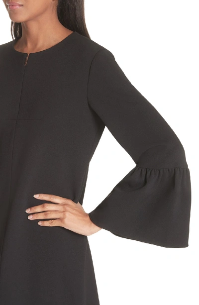 Shop Tibi Ruffle Sleeve Crepe Shift Dress In Black