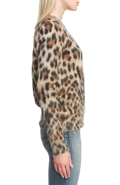Shop Saint Laurent Leopard Pattern Mohair Sweater In Beige/ Noir/ Marron