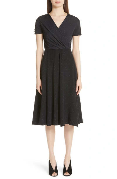 Shop Max Mara Sandalo Polka Dot Silk Dress In Black