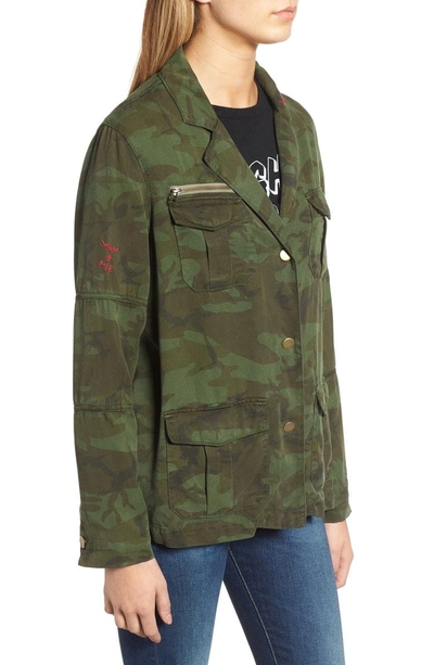 Shop Pam & Gela Contrast Cuff Camo Jacket In Army Camo