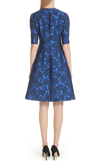 Shop Lela Rose Holly Jacquard Fit & Flare Dress In Cobalt