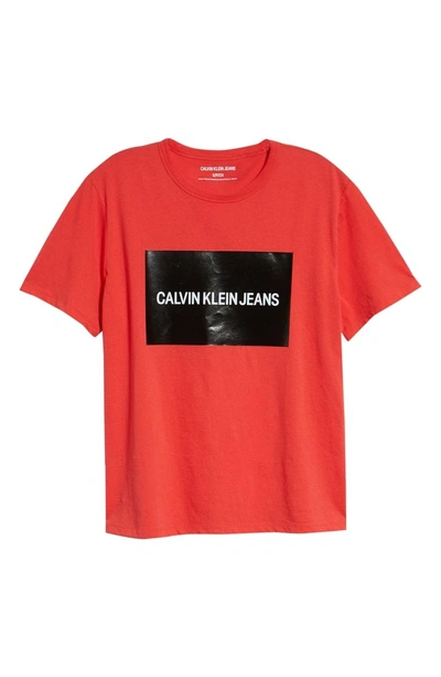 Shop Calvin Klein Jeans Est.1978 Blocked Gel Logo Tee In Tomato