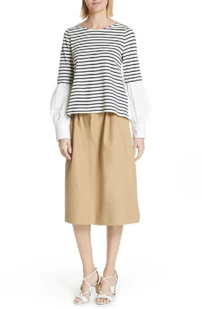 Shop Sea Kamille Peplum Waist Skirt In Khaki