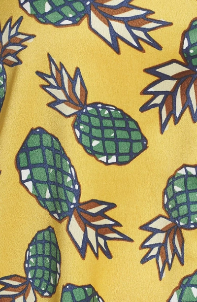 Shop Glamorous Button Front Pineapple Print Dress In Yellow Pineapple