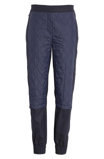 Shop Tibi Mix Media Quilted Jogger Pants In Navy