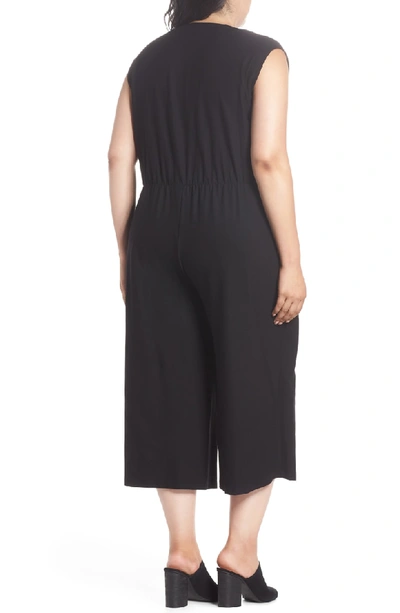 Shop Eileen Fisher Wrap Crop Wide Leg Jumpsuit In Black