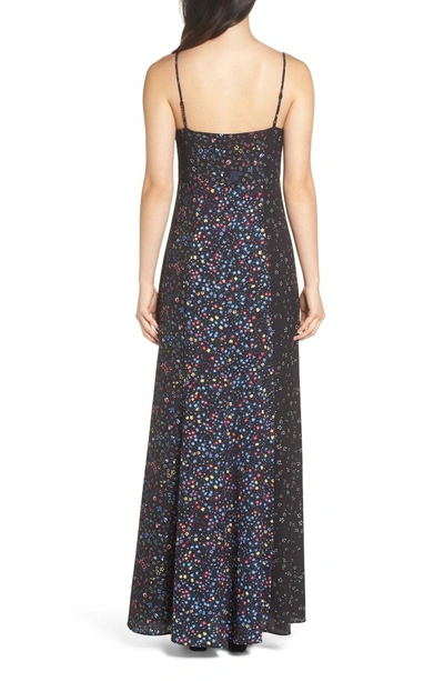 French Connection Aubine Floral Print Maxi Slip Dress In Black