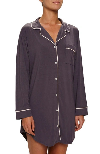 Shop Eberjey Gisele Stretch Jersey Sleep Shirt In Pebble