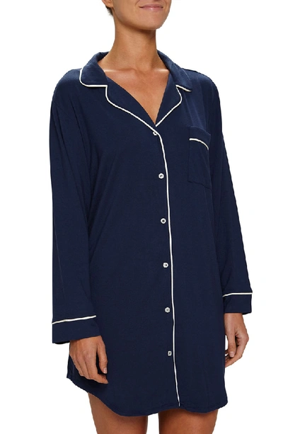 Shop Eberjey Gisele Stretch Jersey Sleep Shirt In Navy