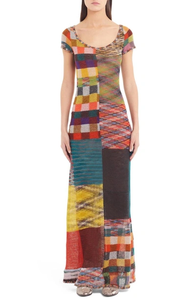 Shop Missoni Stretch Wool Maxi Dress In Orange Multi