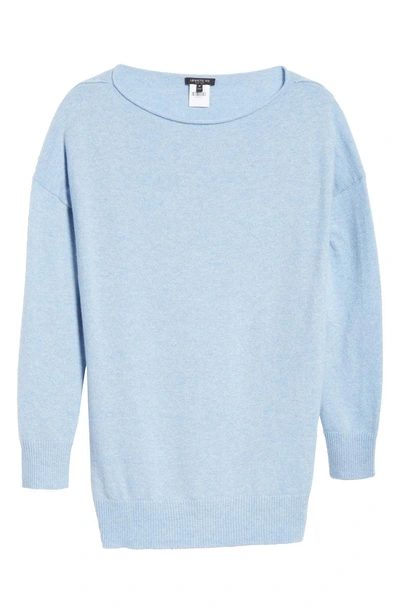 Shop Lafayette 148 Relaxed Cashmere Sweater In Coastal Blue Melange