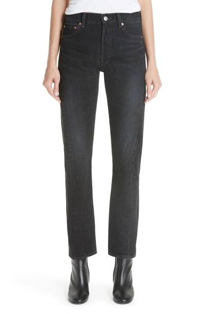 Shop Balenciaga Twist Hem Straight Leg Jeans In Light Vintage Black