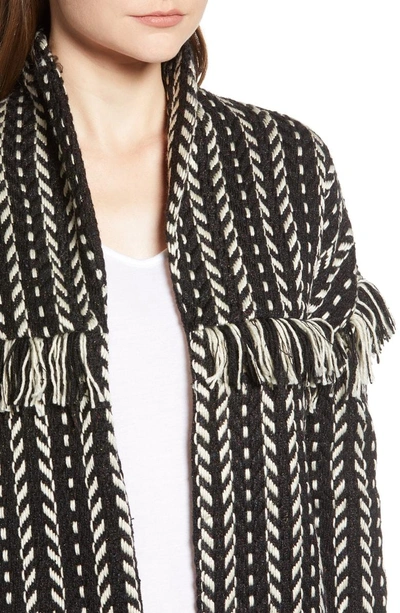 Shop Cupcakes And Cashmere Genesis Textured Fringe Jacket In Black