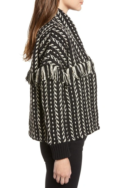 Shop Cupcakes And Cashmere Genesis Textured Fringe Jacket In Black