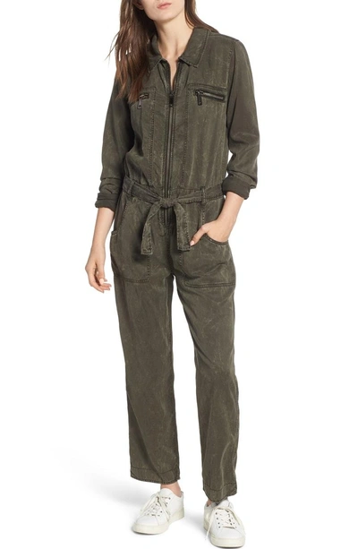 Shop Hudson Utility Denim Jumpsuit In Washed Army Green