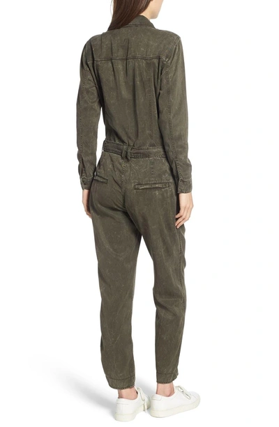 Shop Hudson Utility Denim Jumpsuit In Washed Army Green