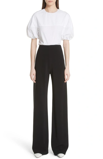 Shop Rosetta Getty Stretch Cady Wide Leg Pants In Black