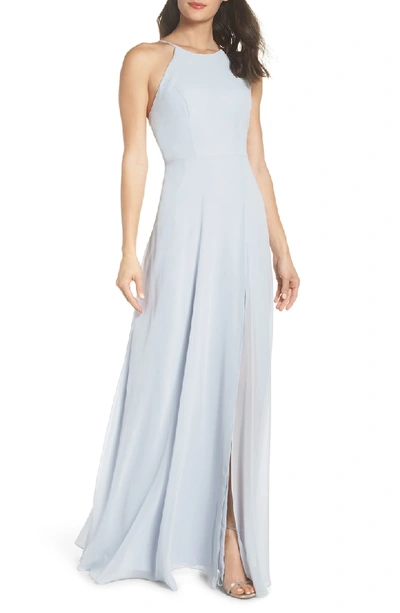 Shop Jenny Yoo Kayla A-line Halter Gown In Whisper Blue