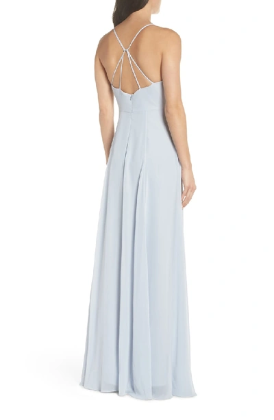 Shop Jenny Yoo Kayla A-line Halter Gown In Whisper Blue