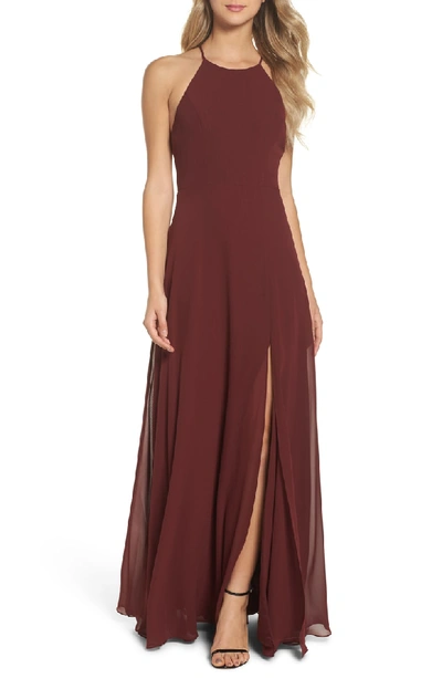 Shop Jenny Yoo Kayla A-line Halter Gown In Hibiscus
