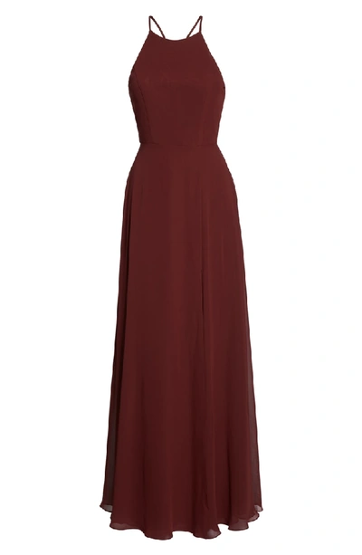 Shop Jenny Yoo Kayla A-line Halter Gown In Hibiscus