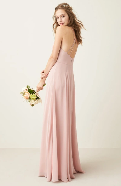Shop Jenny Yoo Kayla A-line Halter Gown In Whipped Apricot