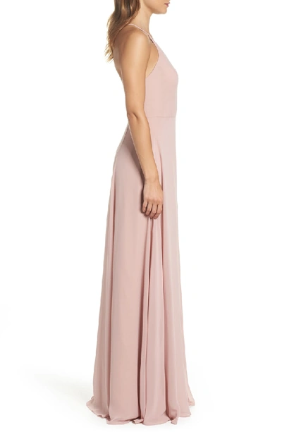 Shop Jenny Yoo Kayla A-line Halter Gown In Whipped Apricot