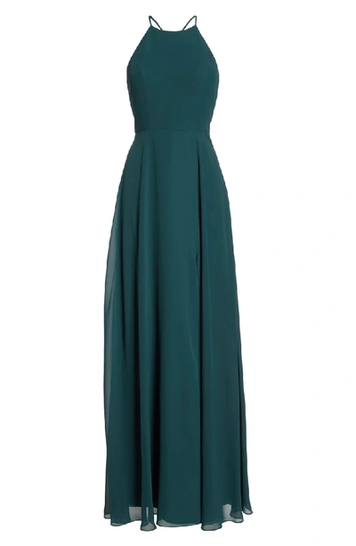 Shop Jenny Yoo Kayla A-line Halter Gown In Caspian Sea